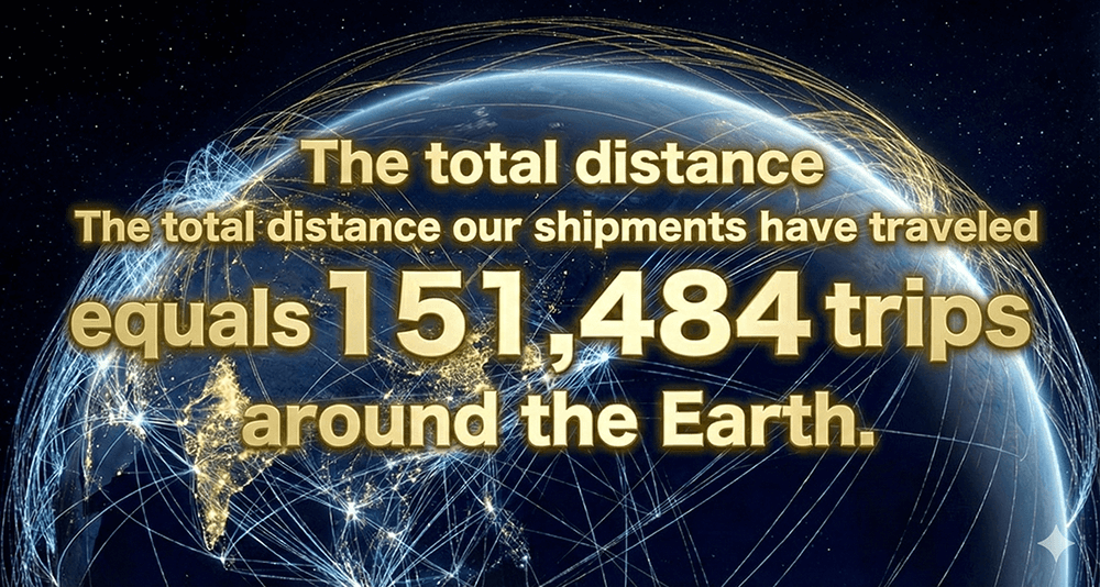 荷物の総移動距離は地球151,484周分