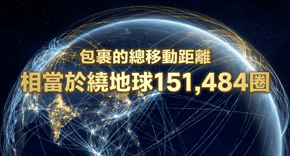 荷物の総移動距離は地球151,484周分