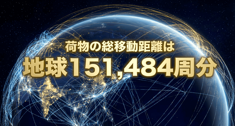 荷物の総移動距離は地球151,484周分
