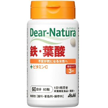 朝日食品集團 Dear Natura Asahi 朝日 Dear-Natura 鐵・葉酸 60粒