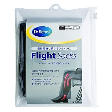 Dr. Scholl's flight socks cotton feel L black ｜ DOKODEMO