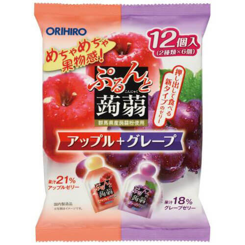 ORIHIRO ORIHIRO蒟蒻果凍 ORIHIRO 擠壓式低卡蒟蒻果凍 蘋果+葡萄口味 12入