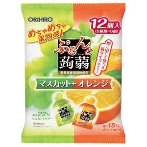 ORIHIRO 擠壓式低卡蒟蒻果凍 白葡萄+柳橙 12個裝