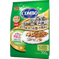 日本寵物食品 COMBO 貓組合幹金槍魚的味道，乾製鰹魚和小魚700克服務