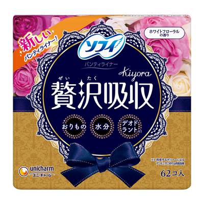 Sophie Kiyora Luxurious Absorption Panty Liners, White Floral Scent, 62 Pieces