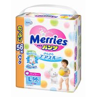 Merries Pants Diapers L Size (9–14 kg), Breathable Air-Through, 56 pieces