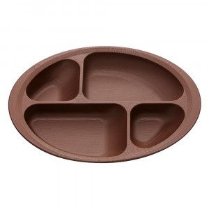 Wood grain easy-scooping divider plate, brown, NLPS1