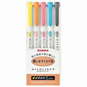Highlighter pen Mildliner Friendly mild colors 5 colors WKT7-N-5C