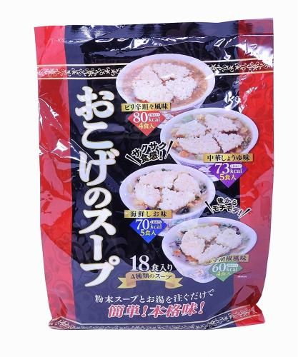Scorched rice soup instant 18 servings (4 servings of spicy tantan flavor, 5 servings of Chinese soy sauce flavor, 5 servings of seafood salt flavor, 4 servings of yuzu pepper flavor)