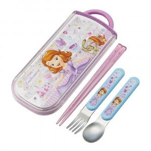 Skater Sofia the First Dishwasher Safe Slide Trio Set (Chopsticks with Name Space) TCS1AM
