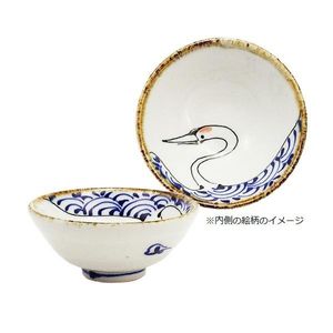 西海陶器 波佐见烧 琴舫 扁平清酒杯鹤 18190
