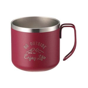 CAPTAIN STAG Monte 双层不锈钢马克杯 350 红色 UE-3435