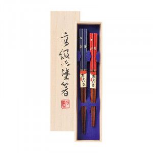 石田筷子 桐木盒 2双 十五屋兔 23cm 20.5cm 63115