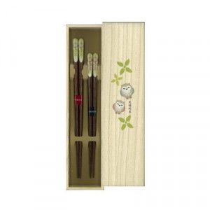 Ishida Isso chopsticks auspicious paulownia box couple HashiEmi Owl 23cm · 20.5cm 39288