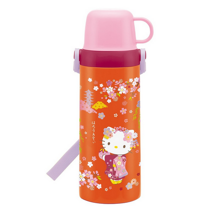 Skater 2WAY Stainless Steel Bottle with Inner Stopper, Hello Kitty, Sakura, Maiko, STG6, 600ml