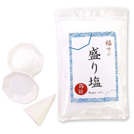 盐堆套装 - 好运净盐 400g - 盐堆容器 - 八角盘 2 个 - 好运濑户内海粗盐