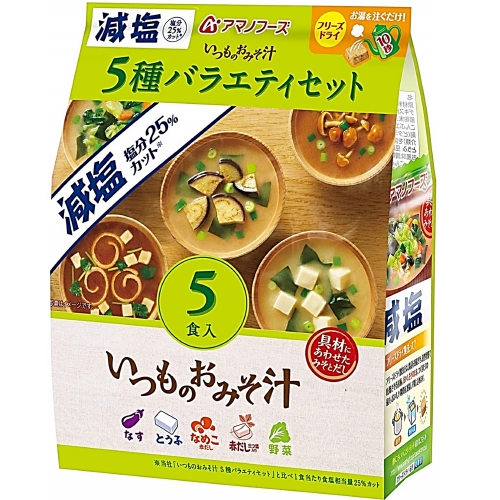 朝日食品集團 AMANOFOODS 減鹽家常味噌湯 5種類套組 45.4g