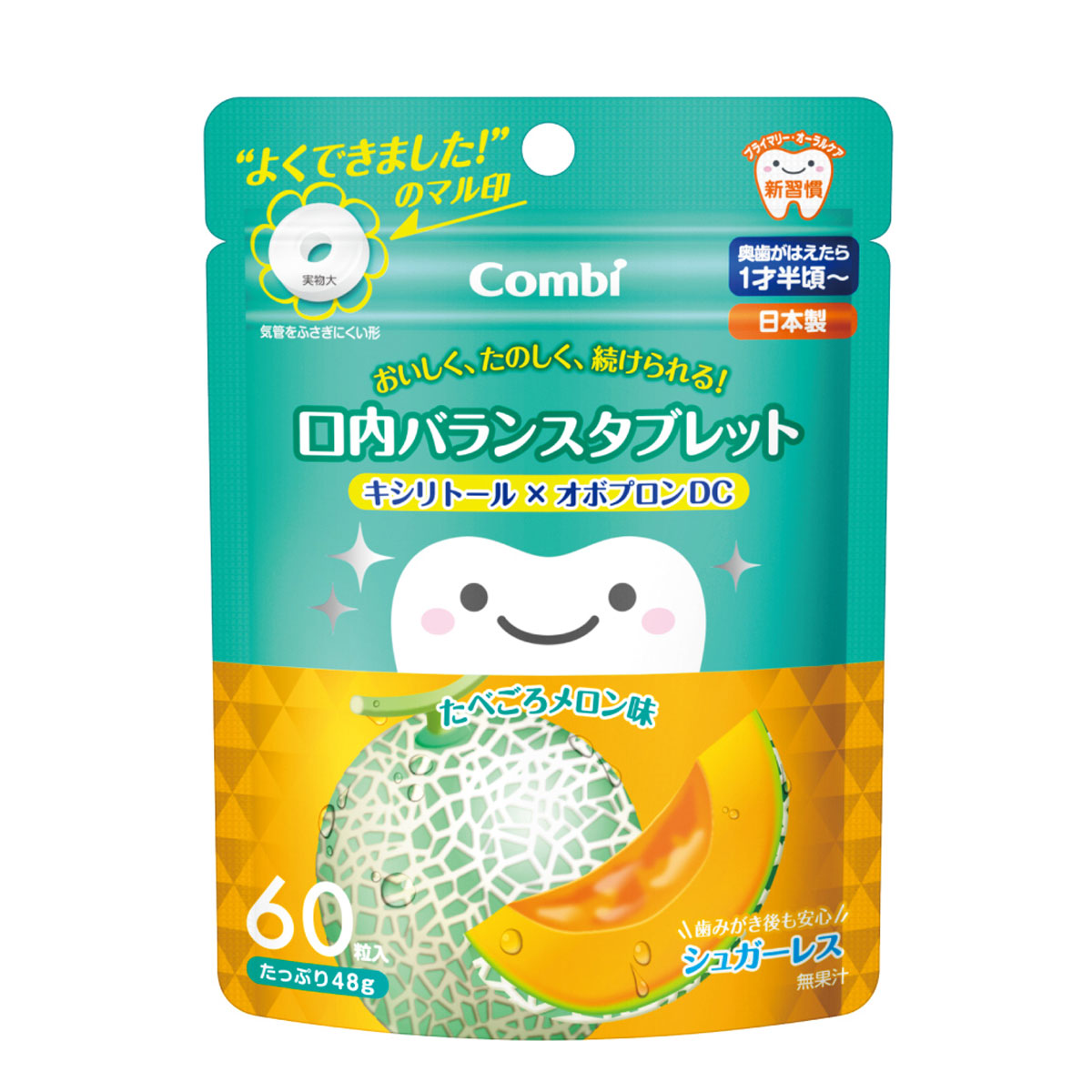 Combi teteo Combi tetao 口腔平衡錠片 木糖醇×OvoPron DC 熟成哈密瓜口味 60粒裝
