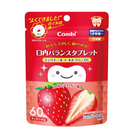 Combi tetao 口腔平衡錠片 木糖醇×OvoPron DC 累積草莓口味 60粒裝