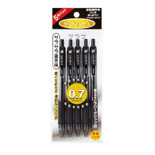 ゼブラ ジェルボールペン サラサ 0.7 P-JJB3-BK5 黒 5本