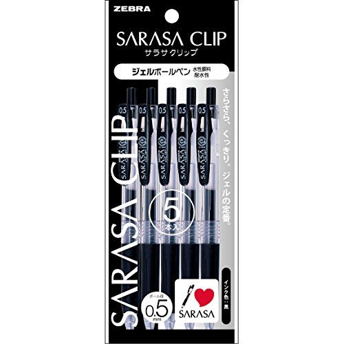 Zebra Gel Ballpoint calico clip 0.5 P-JJ15-BK5 black five