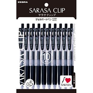 Zebra Sarasa Clip Gel Ballpoint Pen 0.5 P-JJ15-BK10 Black 10 pcs