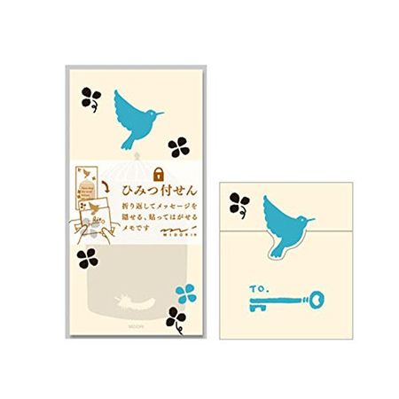 Midori Secret Sticky Notes Blue Bird Pattern 11787006