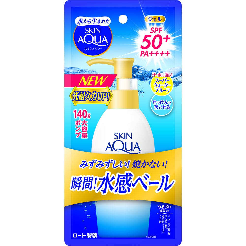 樂敦製藥 SKIN AQUA水潤肌防曬 Skin Aqua 超級濕氣凝膠 防曬霜 水泵 SPF50+/PA++++ 140g