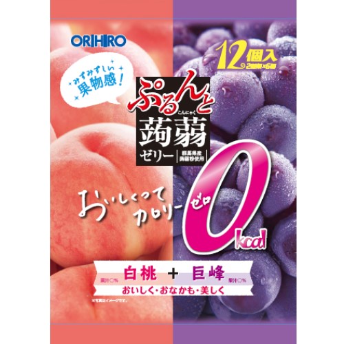 ORIHIRO ORIHIRO蒟蒻果凍 ORIHIRO 蒟蒻果凍0卡 白桃+葡萄口味 12個