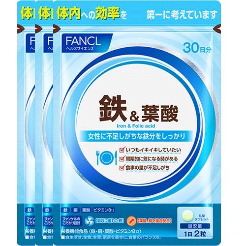 FANCL 鉄&葉酸 約90日分(徳用3袋セット)(60粒)×3