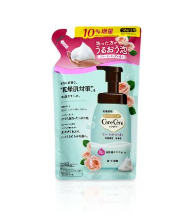 Rohto CareCera Foaming Moisturizing Body Wash, Fruity Rose Scent (Refill)