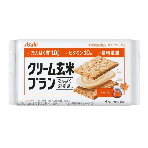 朝日食品集團 玄米夾心餅乾系列 朝日集團食品奶油糙米麩楓葉2×2個