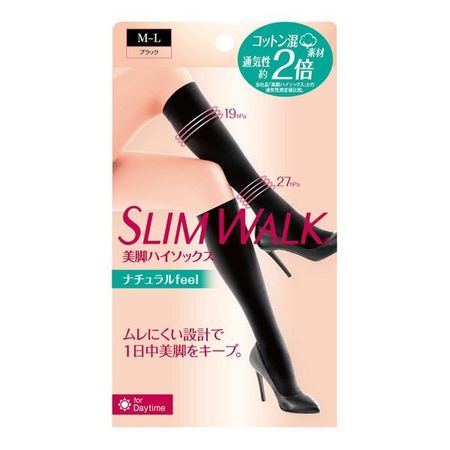 PIP Slim Walk Beautiful Legs High Socks Natural Feel Black M-L