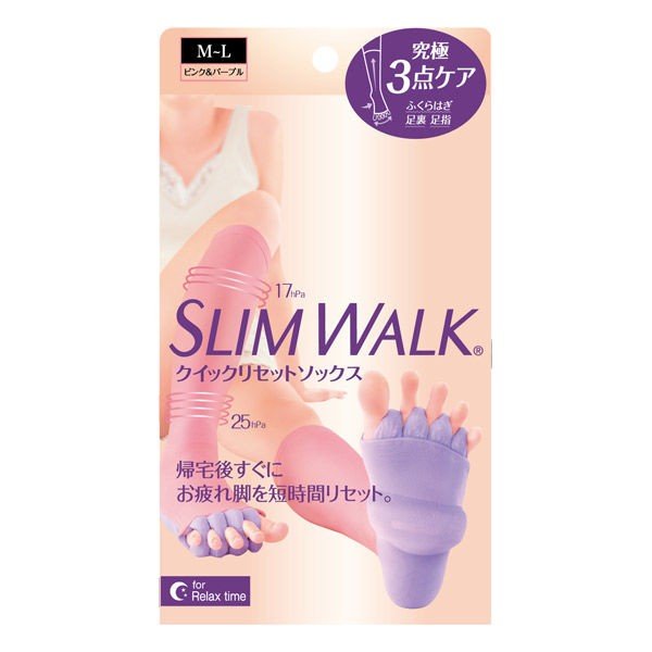 蓓福 PIP SLIMWALK/孅伶 皮普苗條走快速復位襪子粉紅色和紫色M-L