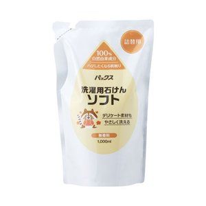 太陽油脂 パックス 洗濯用石けんソフト 無香料 詰替用 1000mL