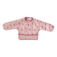 Richell 外出午餐寶寶 長袖防水餐用圍兜 粉紅色