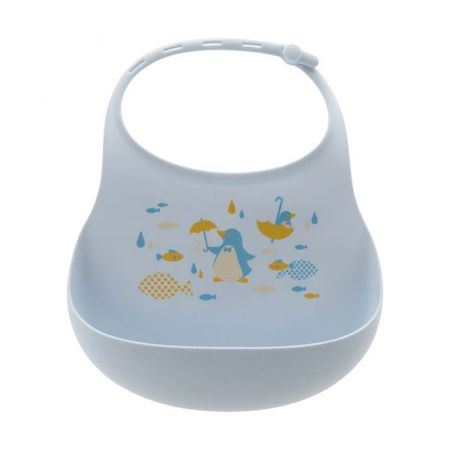 Richell Odekake Lunchkun Meal Bib that easily catches food spills, Blue