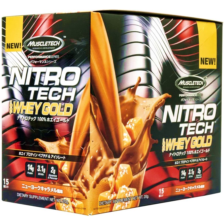 muscletech [muscletech] nitrotech 100%乳清gold紐約焦糖味(日本原裝)20gx15包