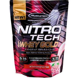 【MUSCLETECH】NITROTECH 100%金裝乳清蛋白白草莓味（日本原產）1kg