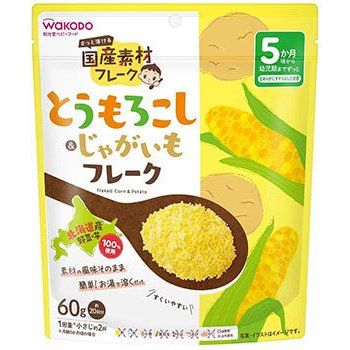 아사히그룹식품 와코도 베이비푸드 국내산 재료 플레이크 옥수수&감자 플레이크 60g