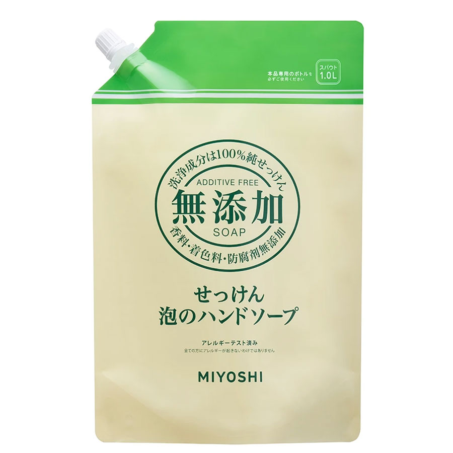 MIYOSHI肥皂 三好皂無添加劑肥皂泡的1L筆芯洗手液補充裝