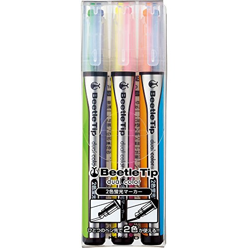 KOKUYO/國譽 KOKUYO 雙色螢光筆 Beetle Tip・雙色款 3支裝 6色 PM-L303-3S