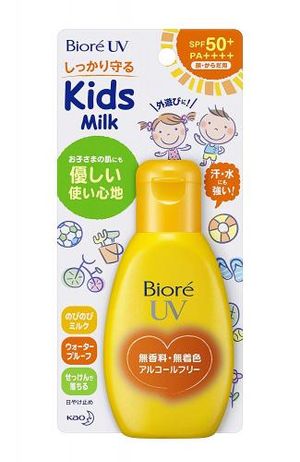 Biore Sarasara UV "Nobinobi" Carefree Kids Milk Sunscreen SPF50+/PA++++ (90g)