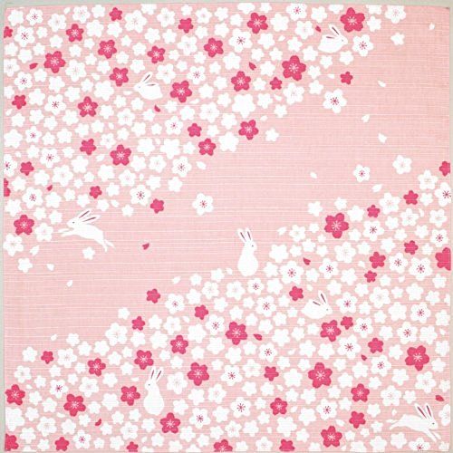 kenema Japanese goods Hand-printed small furoshiki Sakura Rabbit 50 x 50 cm