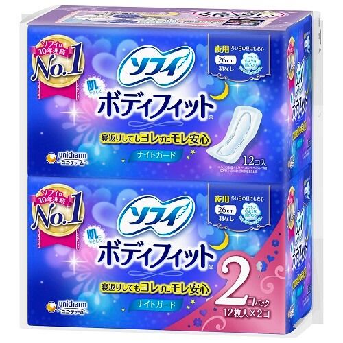 Unicharm SOFY Body Fit Night Guard (12 Pads x 2 Packs)