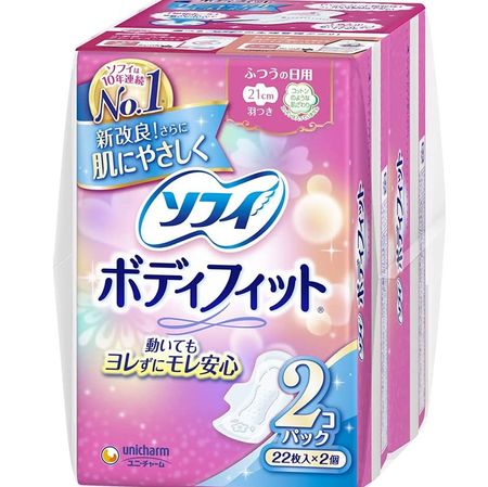ソフィ ボディフィット ふつうの日用 羽つき 21cm 22枚x2個パック