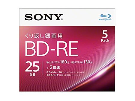 BD-RE Ver.2.1 1-2x 25GB 5张刻录光盘 [兼容喷墨打印机] 5BNE1VJPS2