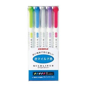 Zebra NC5 Mildliner Highlighters - Cool Colors (WKT7-5C-NC)