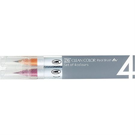 Kuretake [ZIG] Clean Color Real Brush 4-Color Set/Deep Color[RB-6000AT/4VD]