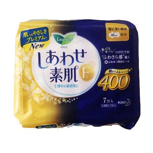 Laurier F Overnight Pads for Heavy Flow with Wings, 40 cm